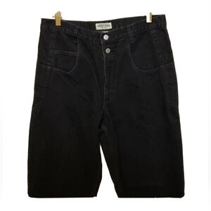 Guess Jeans Vintage 90's 34 x 32.5 Black Loose Fit 2 Button Yoke Chk Msmnts